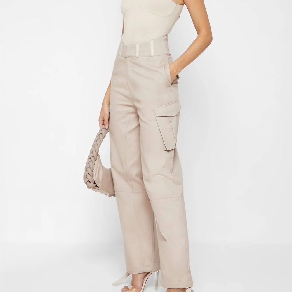 Maniere De Voir Cargo Trousers with Corset Detail in Beige sz 8